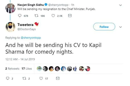 Sidhu trolls on social media after resignation